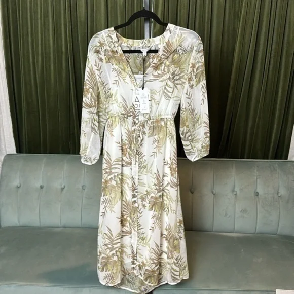 NWT 41Hawthorn White Button Front Sheer Dress with White Slip - Breezy - Picture 1 of 4